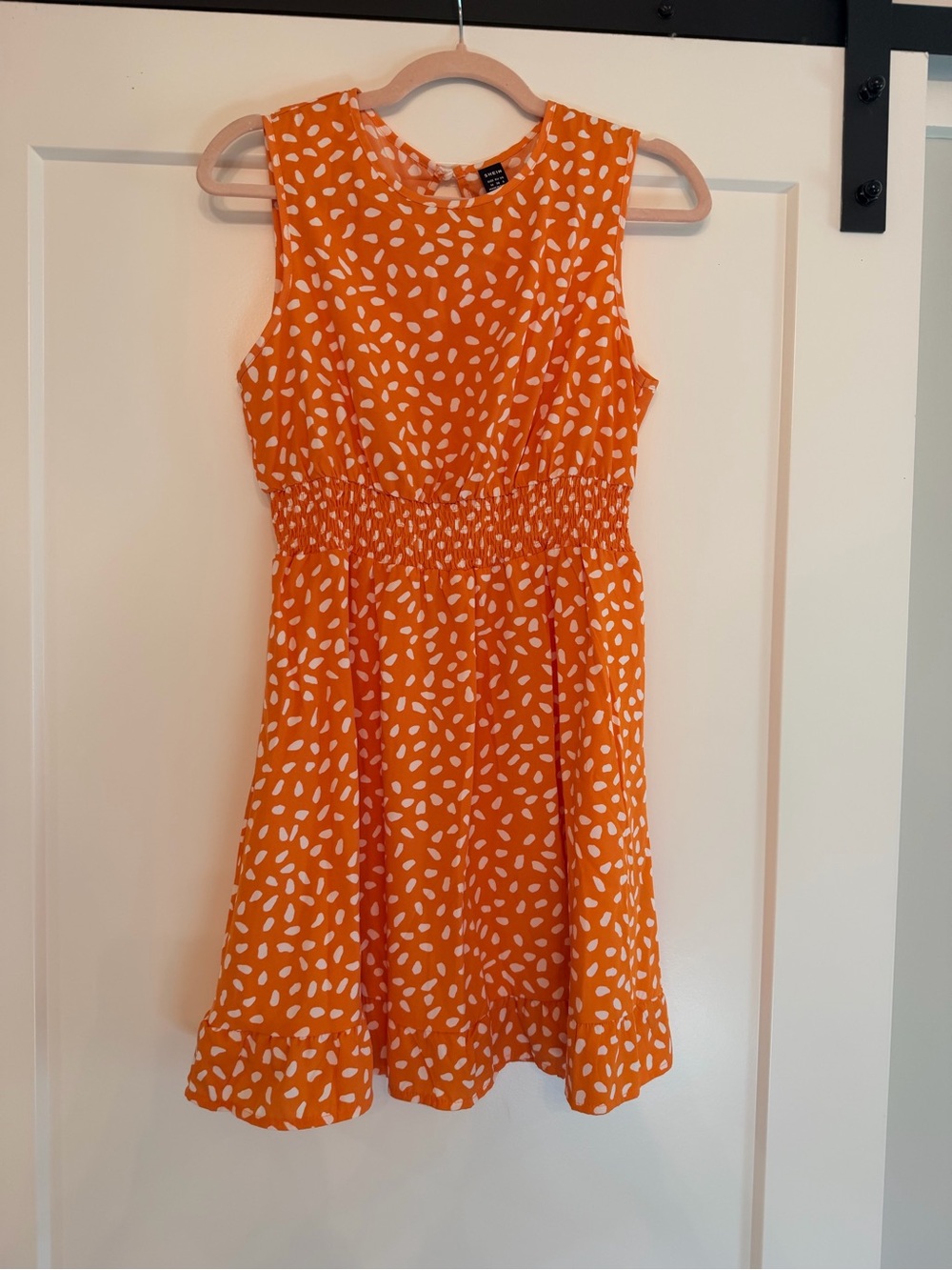 SHEIN Orange and White Sleeveless Mini Dress